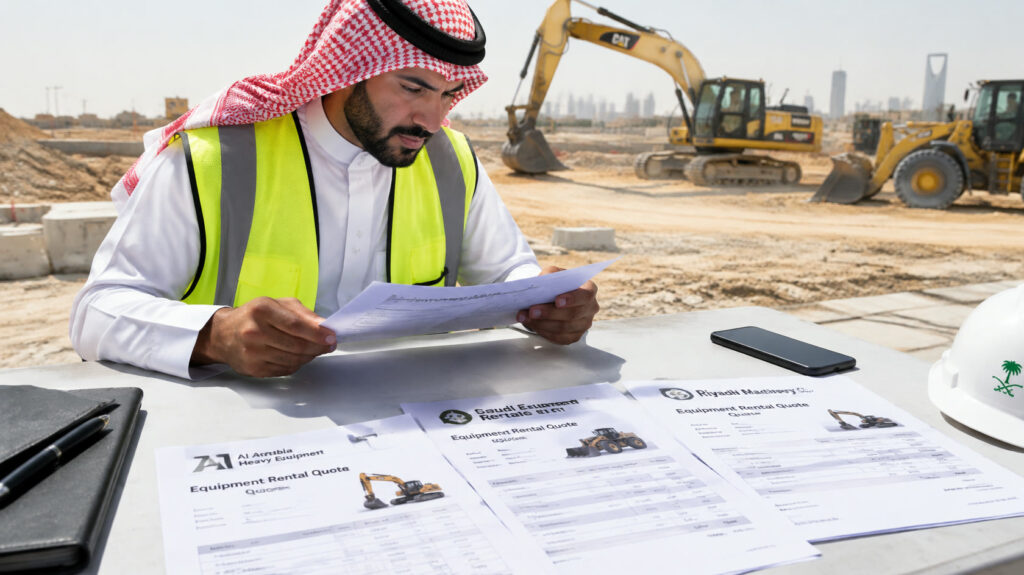 معدات ثقيلة في موقع بناء للتأجير في الرياض - ديارنا الحديثة